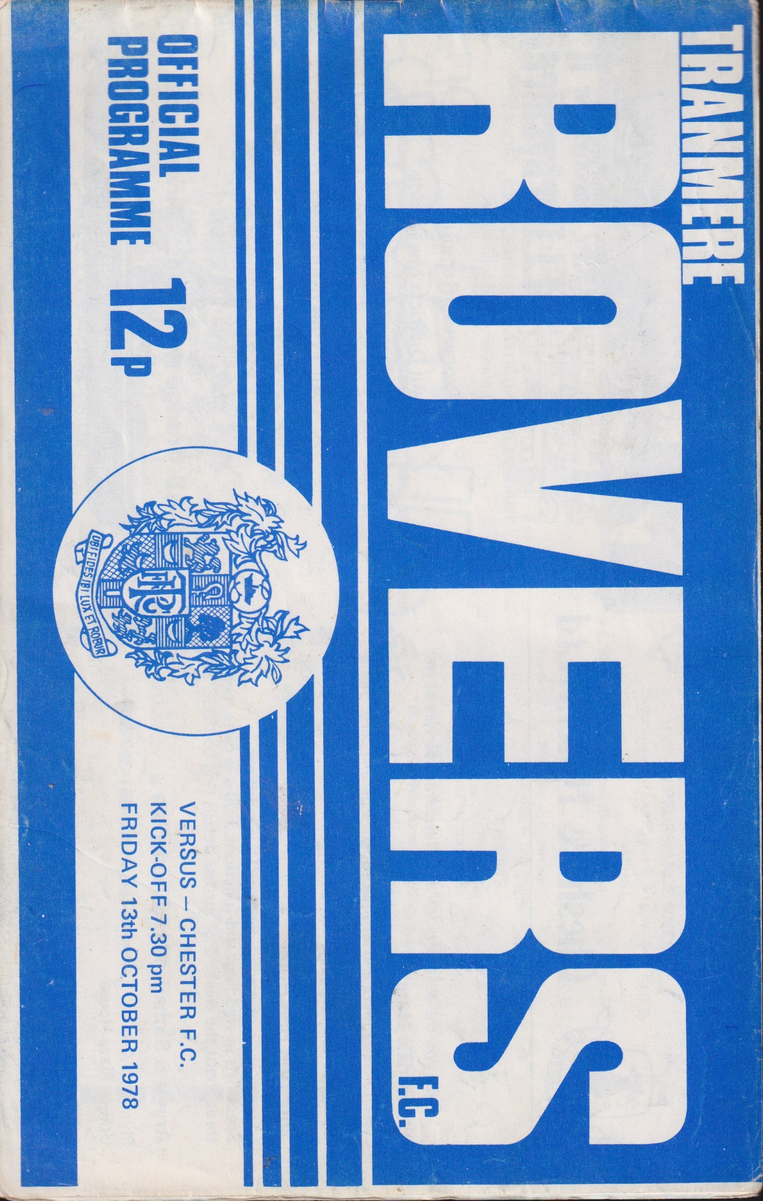 Tranmere Rovers v Chester match programme